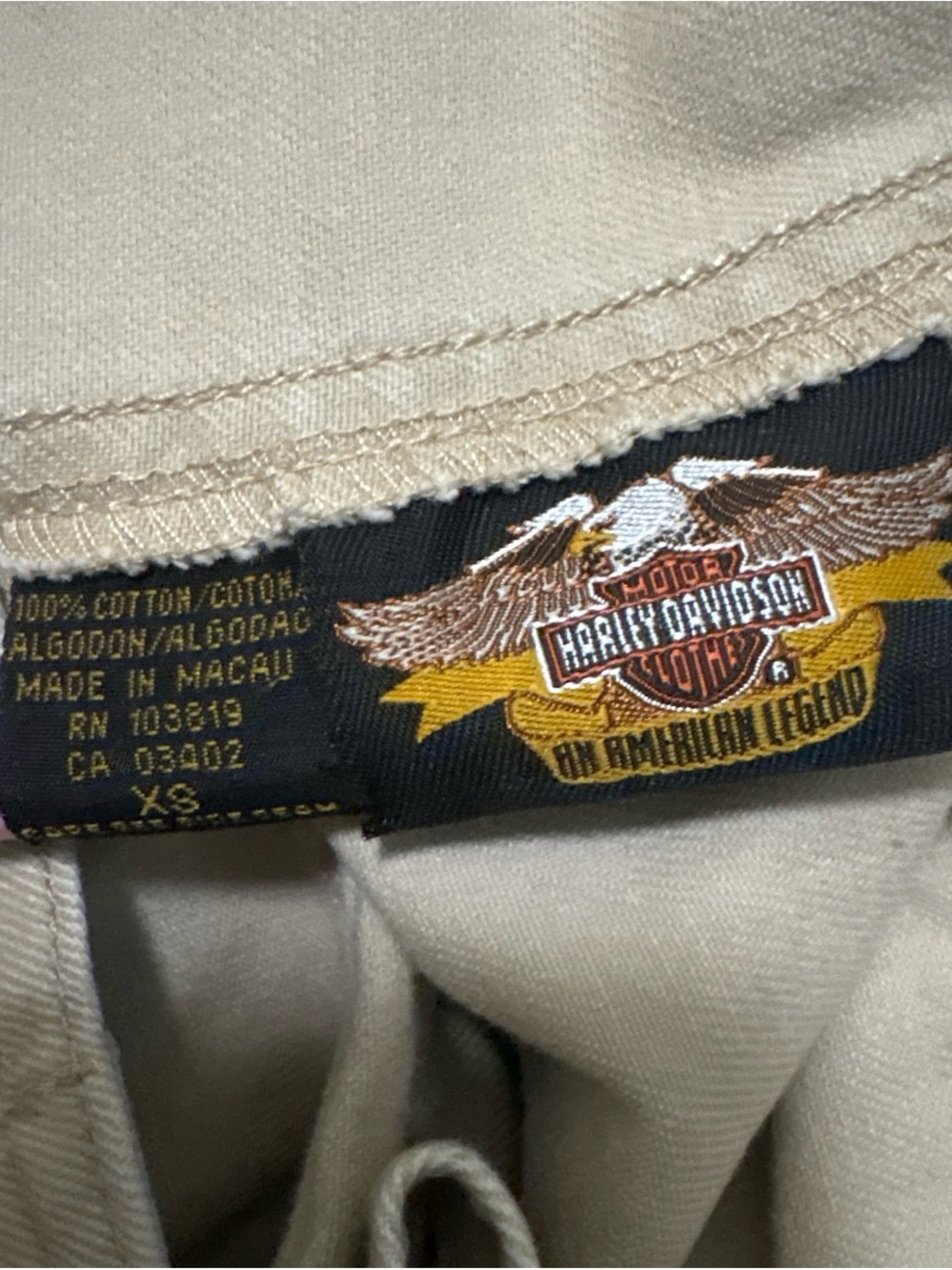 Harley-Davidson Beige Cotton Top with Eagle Logo - Picture 5 of 5